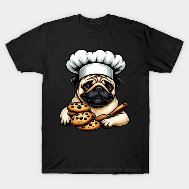 Pug Chef with Cookie T-Shirt by HBfunshirts